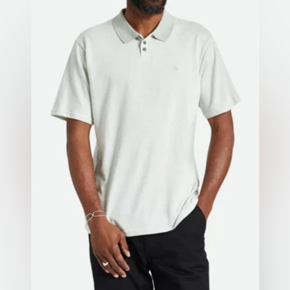 BRIXTON Classic Polo Short Sleeve Shirt Shield Herringbone Men's Size Medium